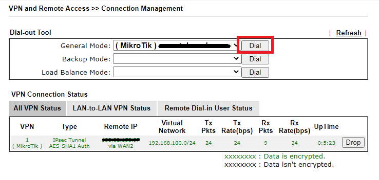 a screenshot of DrayOS IPsec Remote VPN